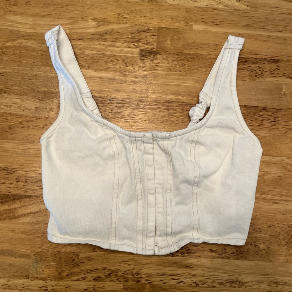100% Cotton White Corset Tank Top - Picture 1 of 4